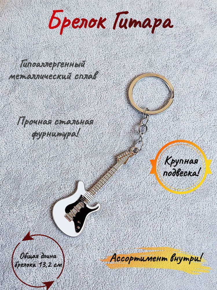 Брелок-талисман на ключи (кольцо-карабин) на сумку (рюкзак), защитный амулет в подарок Гитара  #1