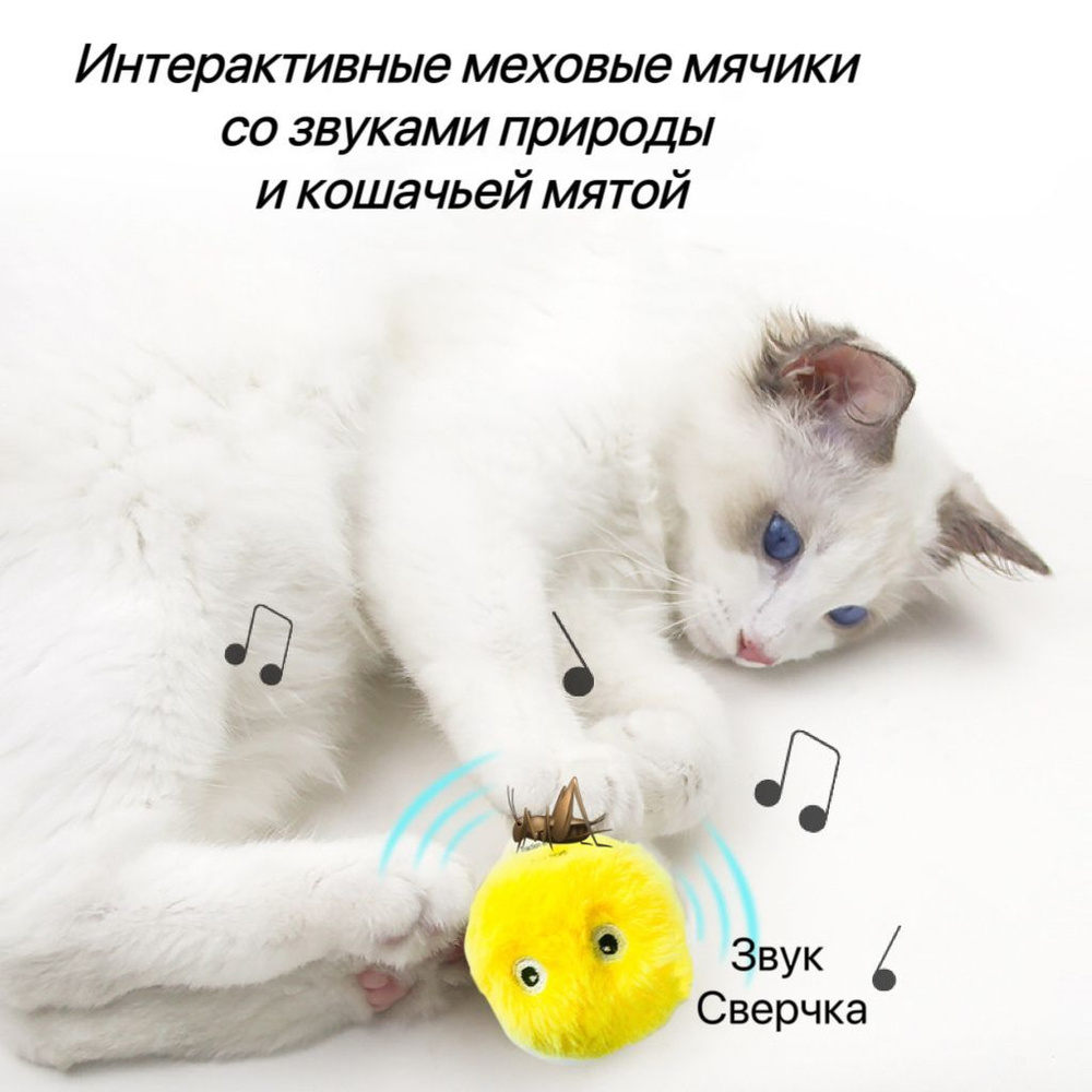 Игрушки для кошек, интерактивный мячик со звуком и кошачьей мяты для кошек  #1