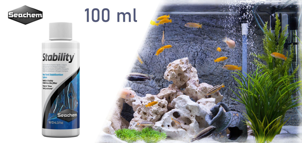Бактерии Seachem Stability 100 мл на 1600 л - живые бактерии для воды, расход 5мл на 80л для морской #1