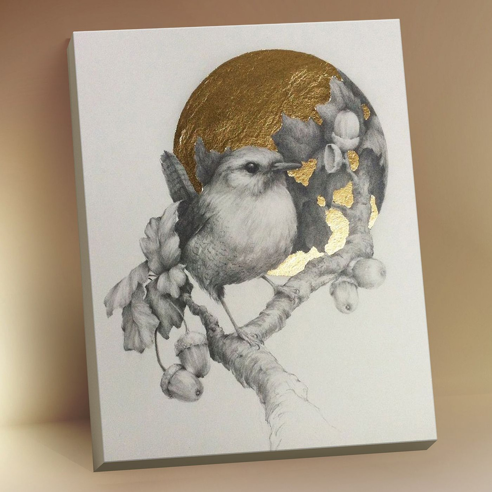 Картина по номерам с поталью (40х50 см) Птичка #1