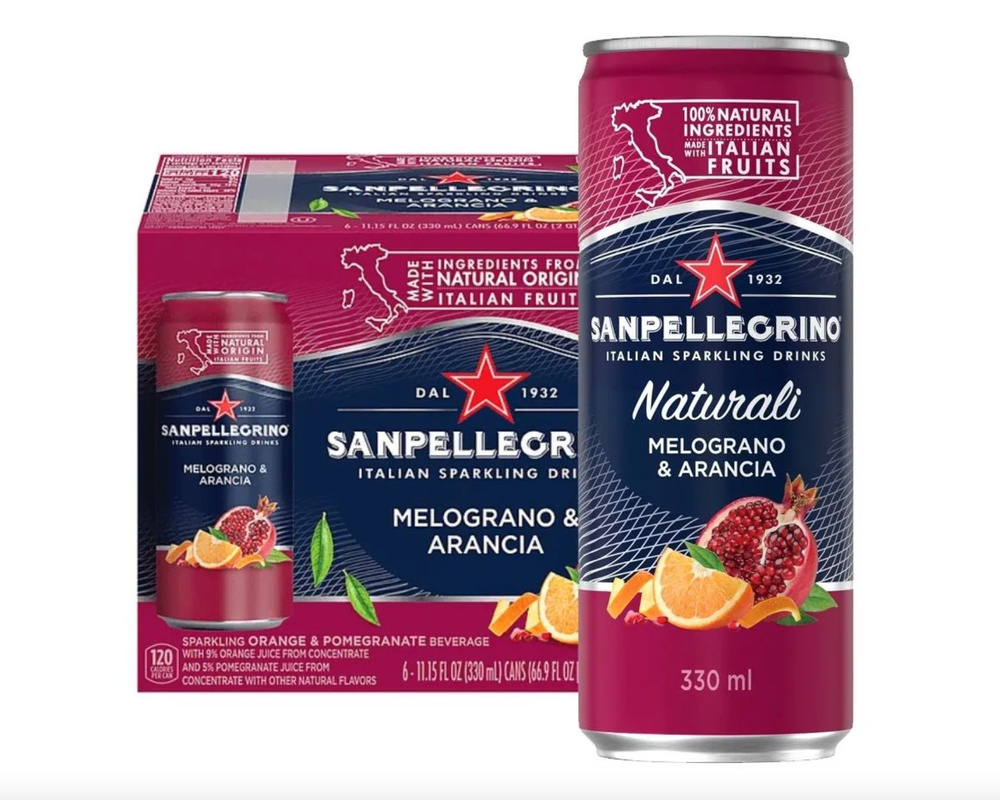 Газированный напиток Sanpellegrino Melograno-Arancia, Апельсин Гранат, 6 шт, 330 мл  #1