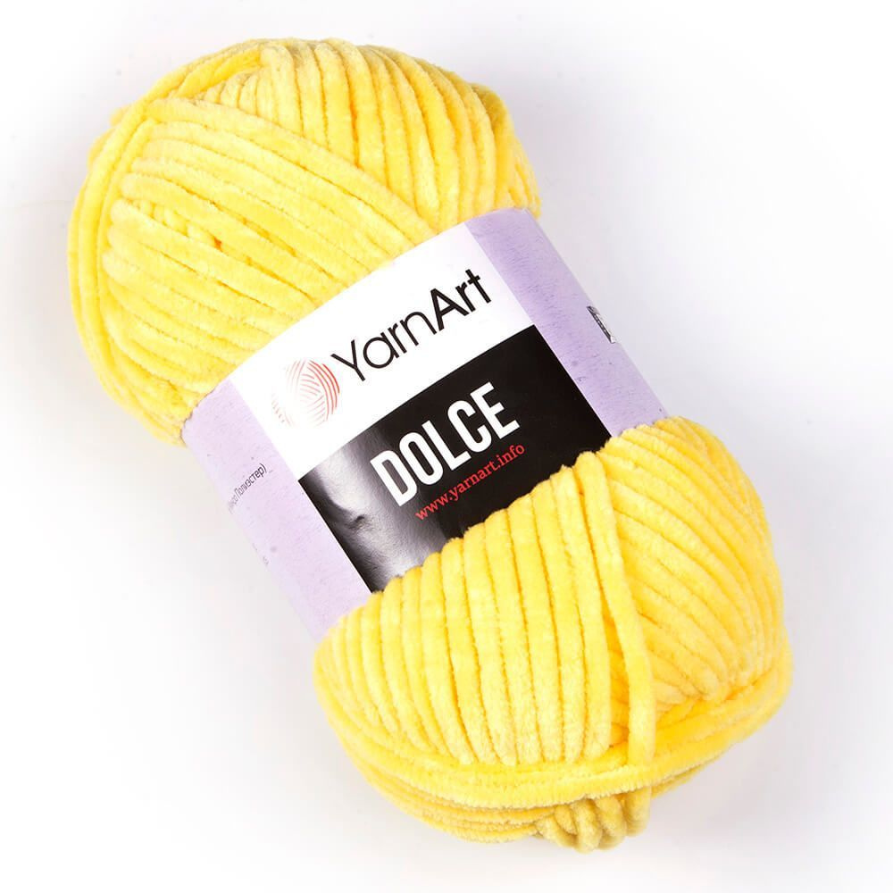 Плюшевая пряжа Yarnart Dolce 761 ярко жёлтый , 100г. 120м. 1шт #1