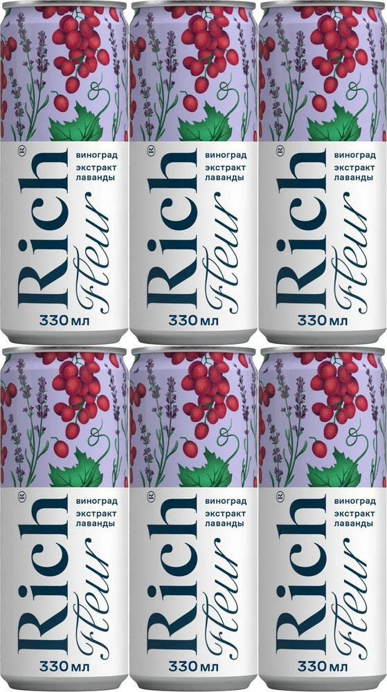 Напиток сокосодержащий Rich Fleur виноград-лаванда 0,33 л, комплект: 6 упаковок по 0.33 л  #1