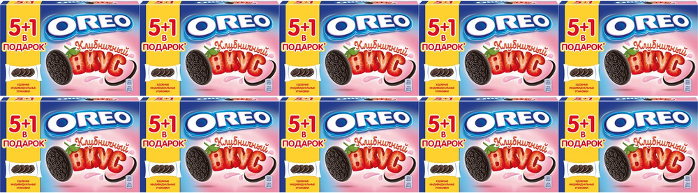 Печенье Oreo какао-клубника, комплект: 10 упаковок по 228 г #1