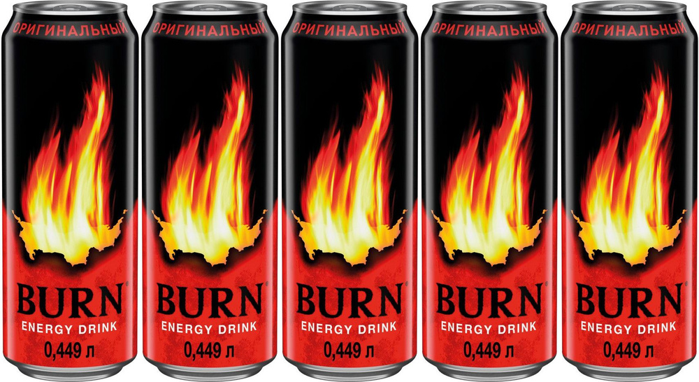 Энергетический напиток Burn газированный безалкогольный 0,449 л, комплект: 5 упаковок по 449 мл  #1