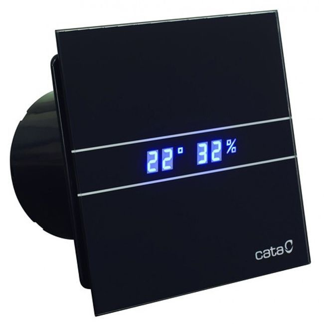 Вентилятор вытяжной для ванной, кухни, санузлов CATA E-100 GTH Hygro BK  #1