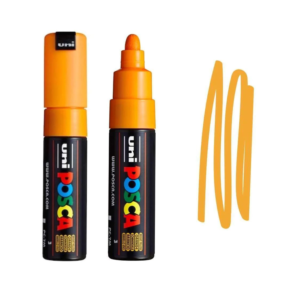 Маркер акриловый Uni POSCA PC-7M Bright Yellow Коралловый (3) перо 4,5-5,5 мм овальный (пулевидный) наконечник #1