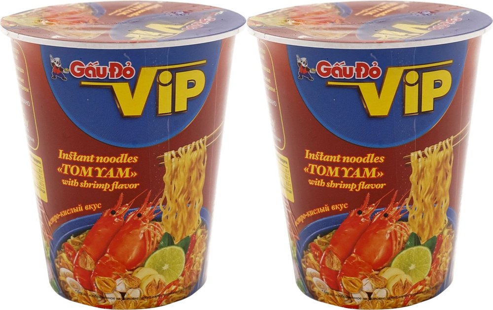 Лапша GauDo Том Ям со вкусом креветки быстрого приготовления, комплект: 2 упаковки по 65 г  #1