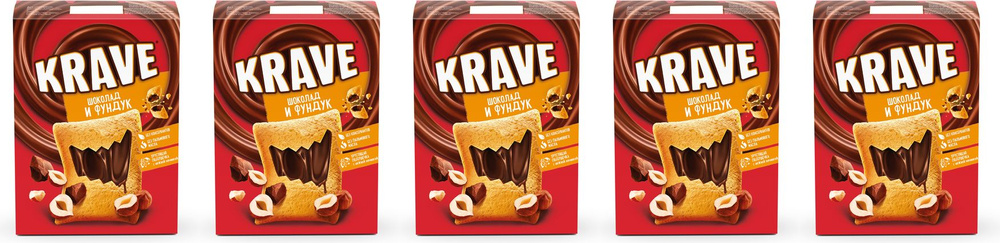 Сухой завтрак подушечки Kellogg's Krave мультизлаковый с шоколадно-ореховой начинкой, комплект: 5 упаковок #1