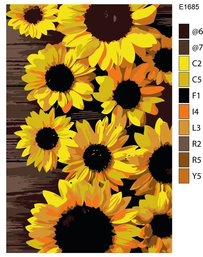 Детская картина по номерам E1685 "Яркие,желтые,солнечные подсолнухи" 20x30  #1