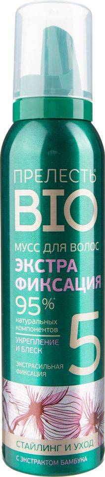 Мусс для укладки волос Прелесть Bio экстрафиксация с экстрактом бамбука 160мл х2шт  #1
