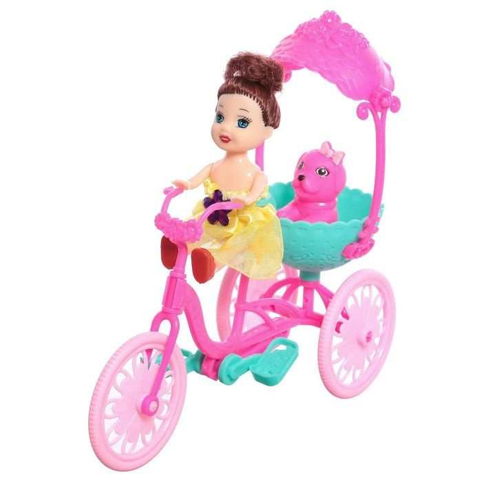 Кукла-малышка  "Алина" с велосипедом и питомцем #1