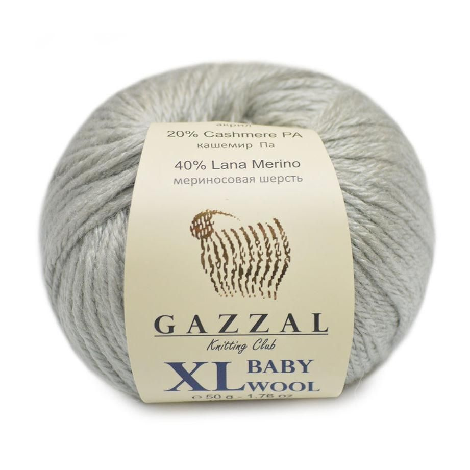 Пряжа полушерсть для вязания GAZZAL Baby Wool XL (Газзал Бэби Вул ХЛ), 1 шт цвет 817 светло-серый  #1