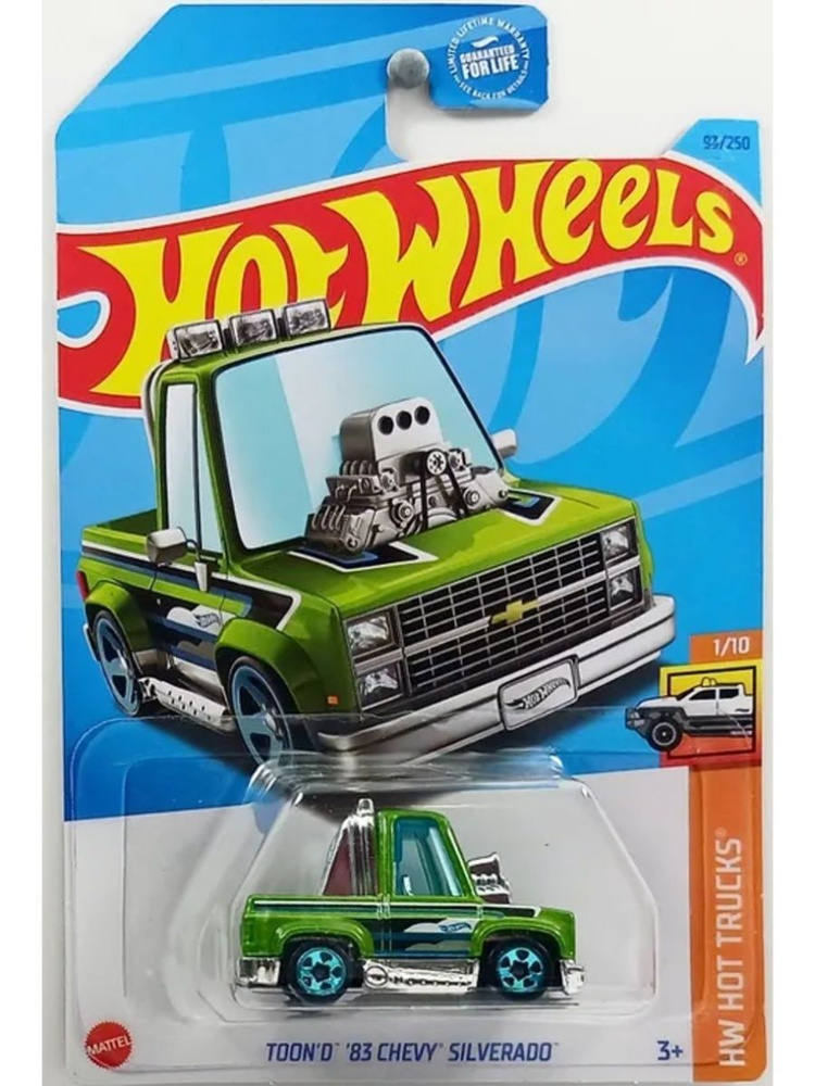 HKH98 Машинка металлическая игрушка Hot Wheels коллекционная модель TOON'D 83 CHEVY SILVERADO зеленый #1