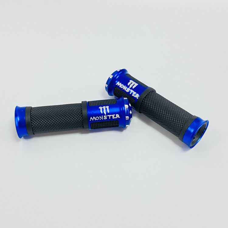 Ручки руля алюминиевые синие с надписью MONSTER #1