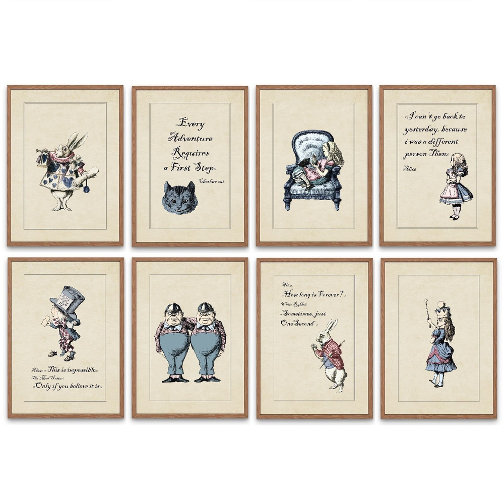 Интерьерные постеры 21х30 см (набор 8 шт) "По страницам книги "Алиса в стране чудес" 21х30 см, без рамок #1