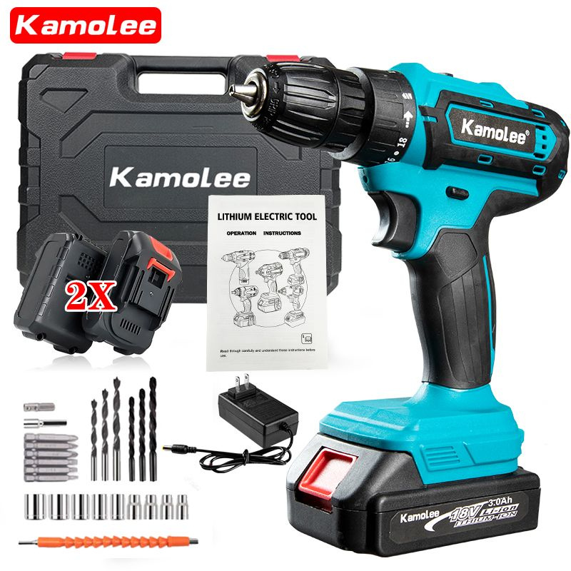 Kamolee Tool 450Н.м 10мм Аккумуляторная Ударная Электрическая Дрель По Бетону, Железному Дереву (2*3,0 #1