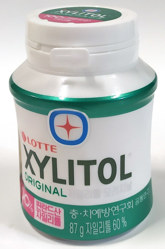 Резинка жевательная XYLITOL Original со вкусом яблочной мяты Lotte Korea, банка 87гр  #1