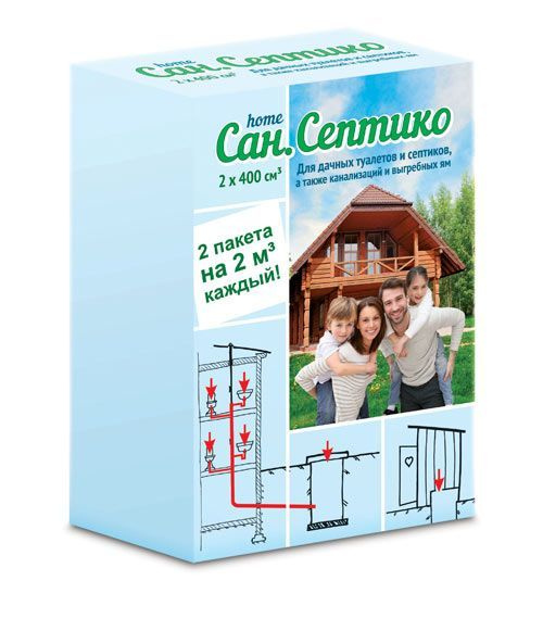 Ваше хозяйство. Сан. Септико home, препарат для дачных туалетов, 2*400 куб.см  #1