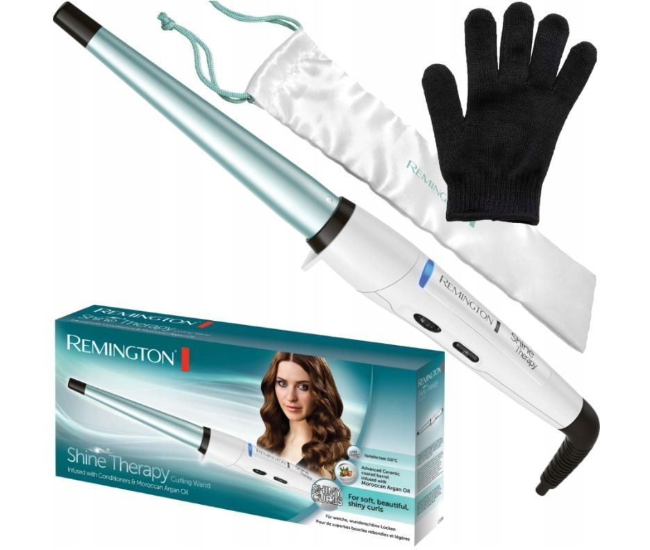 Щипцы для завивки волос Remington Shine Therapy CI53W, 210 C, автоотключение через 60 минут, термостойкий #1