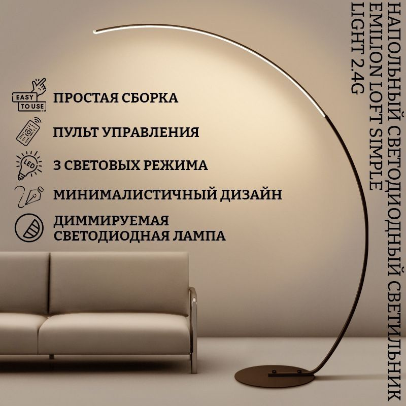 Напольный светодиодный светильник (торшер, лампа) с пультом управления Emilion Loft Simple Light 2.4G, #1