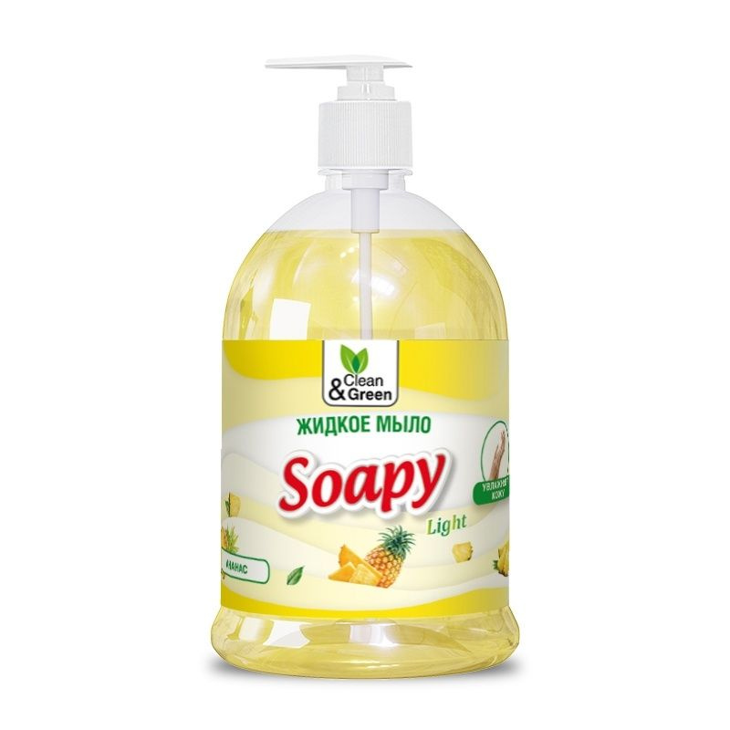 Жидкое мыло "Soapy" эконом "Ананас" с дозатором 1000 мл. Clean&Green CG8237  #1