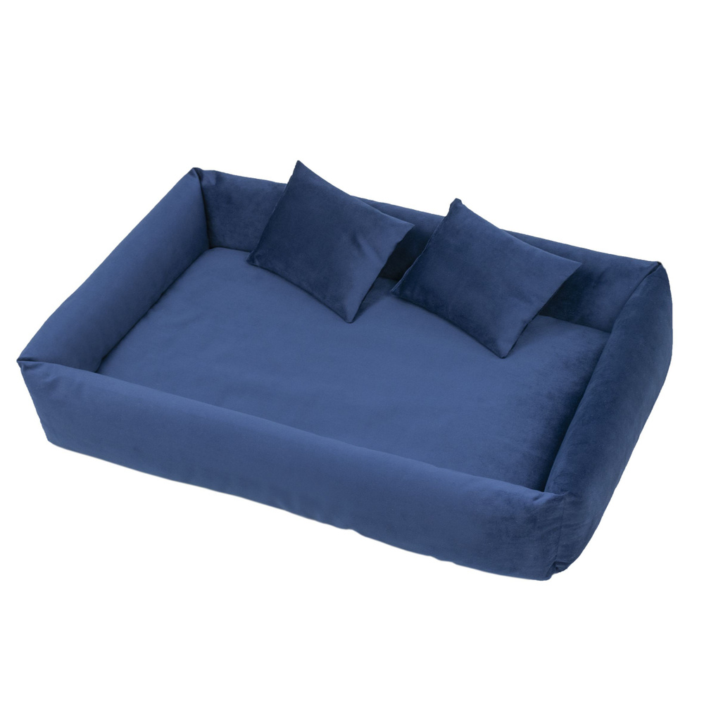 Лежанка для кошек и собак мелких и средних пород , темно - синяя , со съемной подушкой , ZooMoDa .  #1