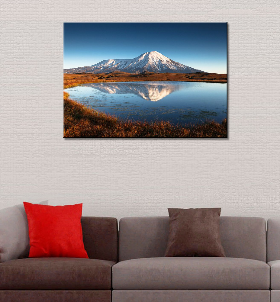 Картина на холсте для интерьера Озеро Толбачик, Камчатка, природа (2) 40х60  #1