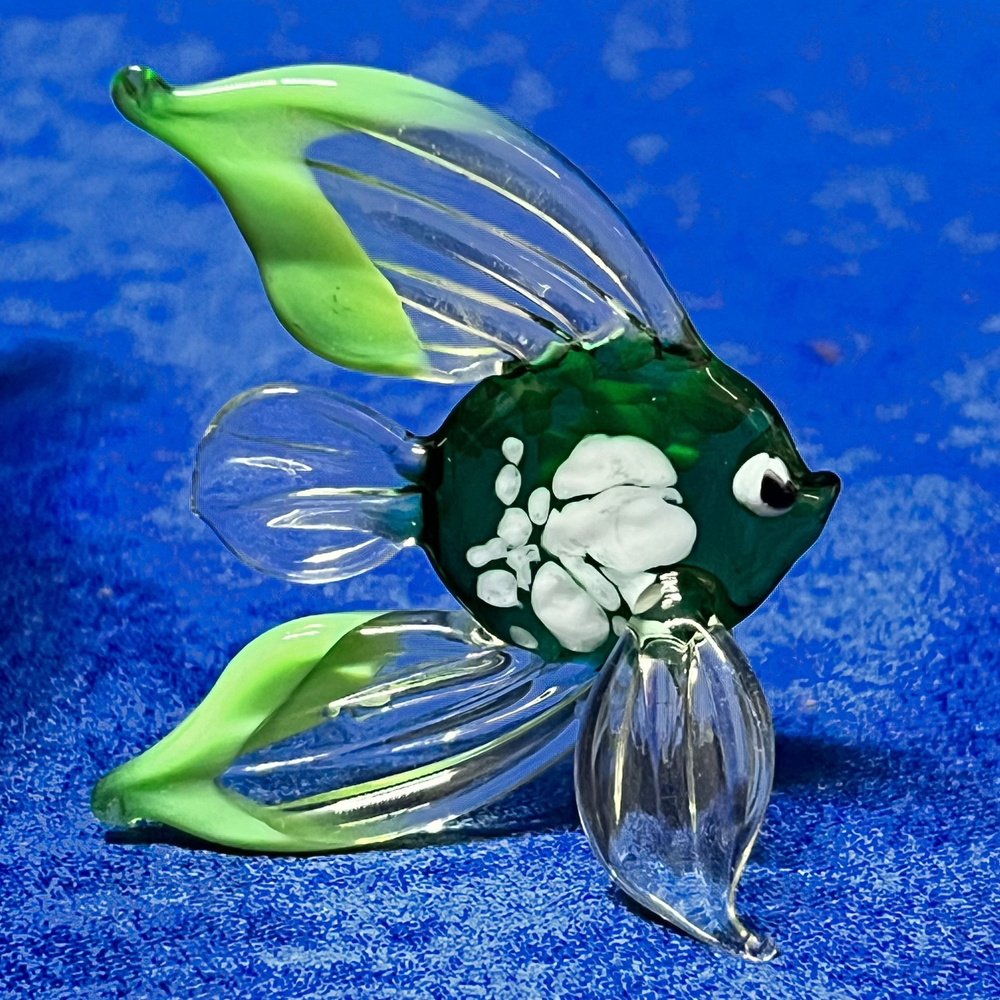 Фигурка из стекла "Рыбка" Зеленая #1