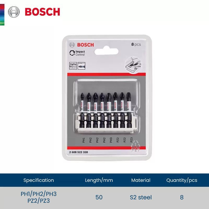 Биты для ударной отвертки Bosch, PH1, PH2 (x3), PH3, PZ2 (x2),PZ3 #1