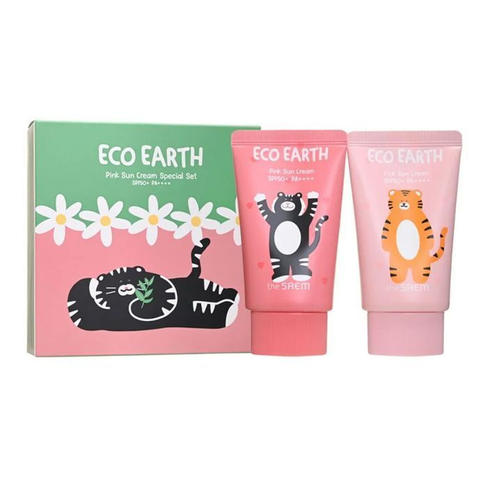 The Saem Лимитированный набор солнцезащитных кремов 50г+50 г Eco Earth Pink Sun Cream Special Set  #1