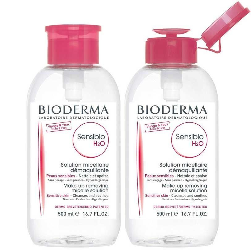 Bioderma Sensibio, мицеллярная вода для чувствительной кожи с помпой, 500 мл+500 мл  #1