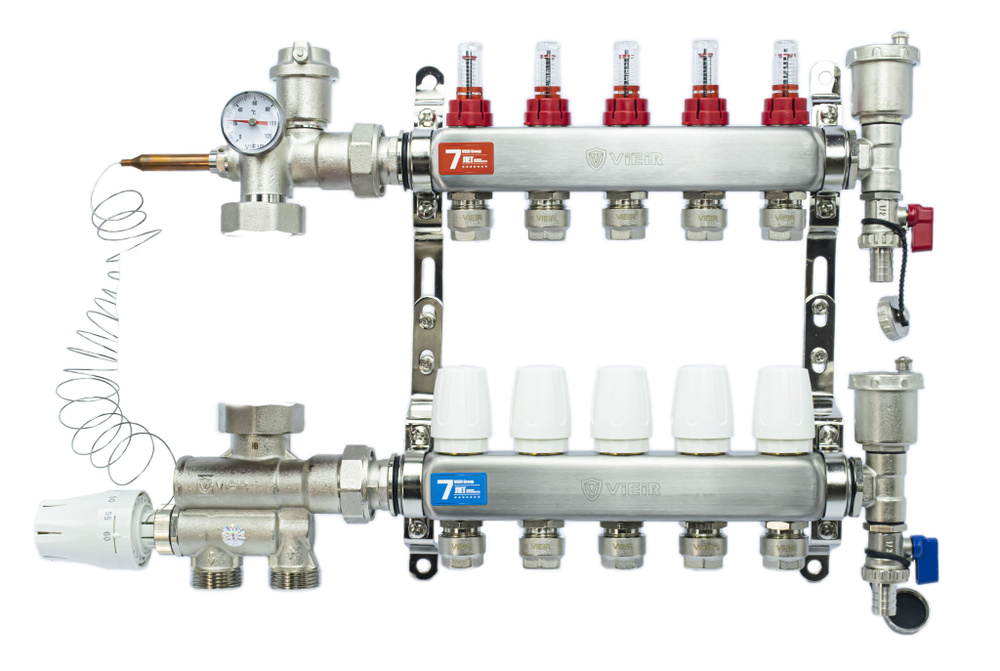КОМПЛЕКТ для ВОДЯНОГО ТЕПЛОГО ПОЛА ДО 80 кв/м Коллектор 5 контуров  #1