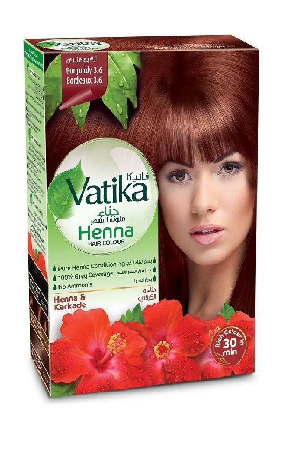 Dabur Vatika Натуральная краска для волос с хной Henna Natural Бургунди 6x10 г  #1