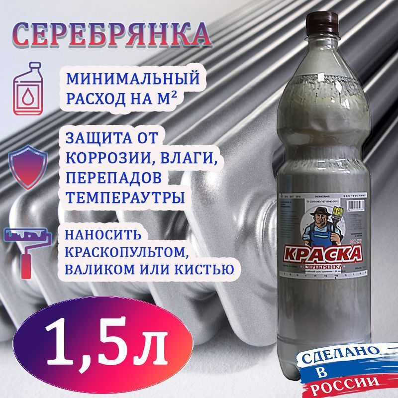 Серебрянка краска по металлу МС-177 1,5л #1