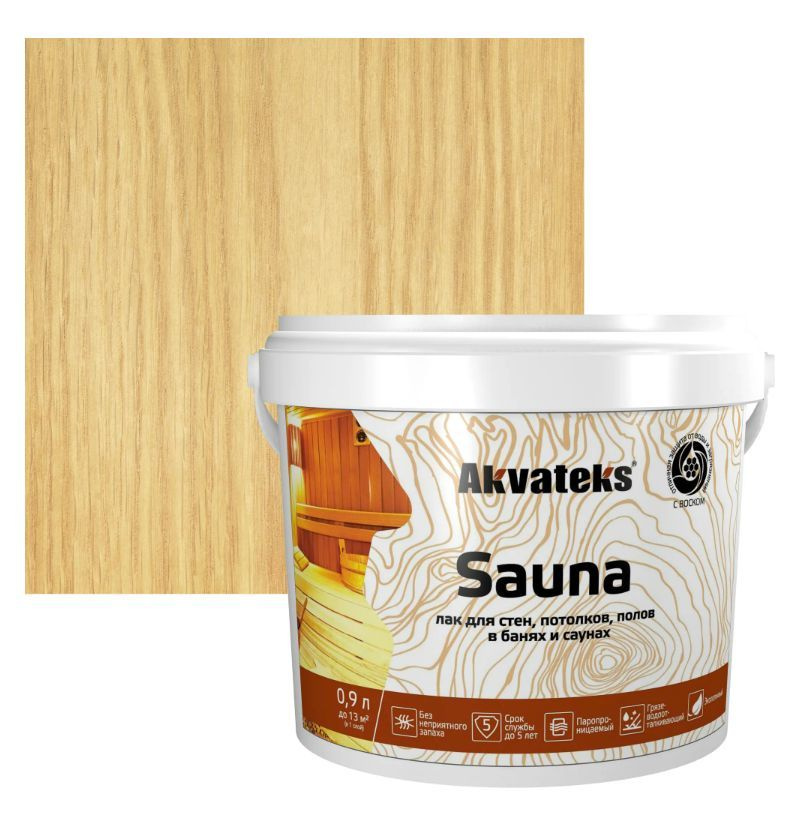Лак для пола в банях акрилатный Akvateks Sauna цвет прозрачный полуматовый 0.9 л  #1