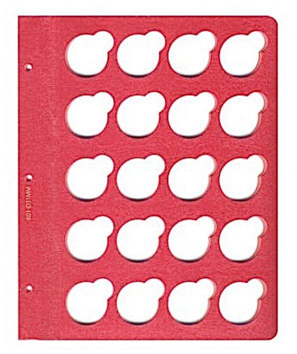 Лист альбома для монет в капсулах диаметром 31 мм (красный). КоллекционерЪ  #1