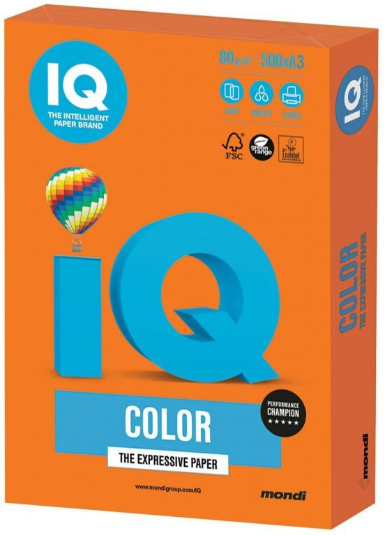 2 шт. Бумага цветная IQ COLOR А4 80гр Neon NEOOR (оранжевый неон, Австрия ) 500 л./пач  #1