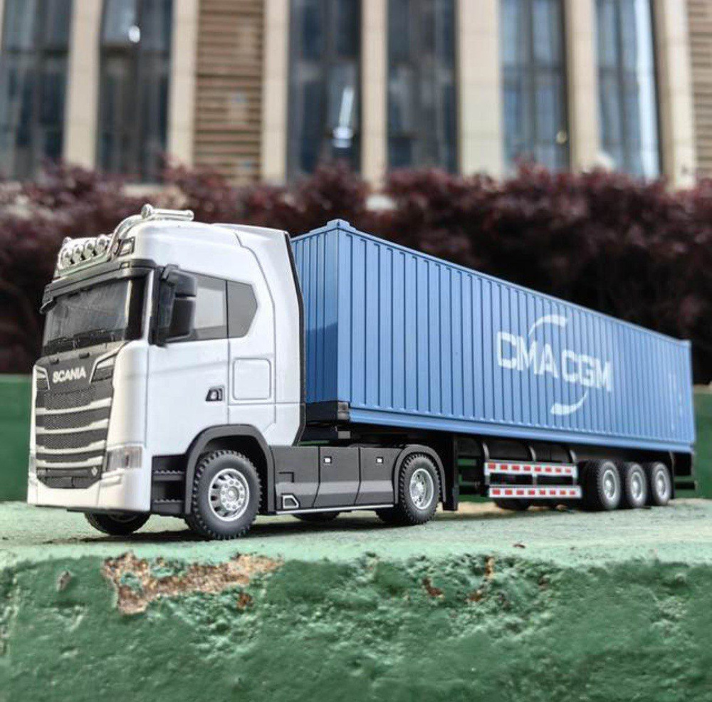 Металлическая модель игрушка Scania дальнобойщик фура с прицепом 1/ 50 со  звуком и светом - купить с доставкой по выгодным ценам в интернет-магазине  OZON (1070619740)