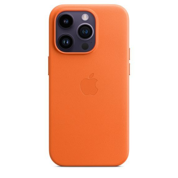 Чехол-накладка Leather Case MagSafe для iPhone 14 Pro Max / Bright Orange / Натуральная кожа  #1