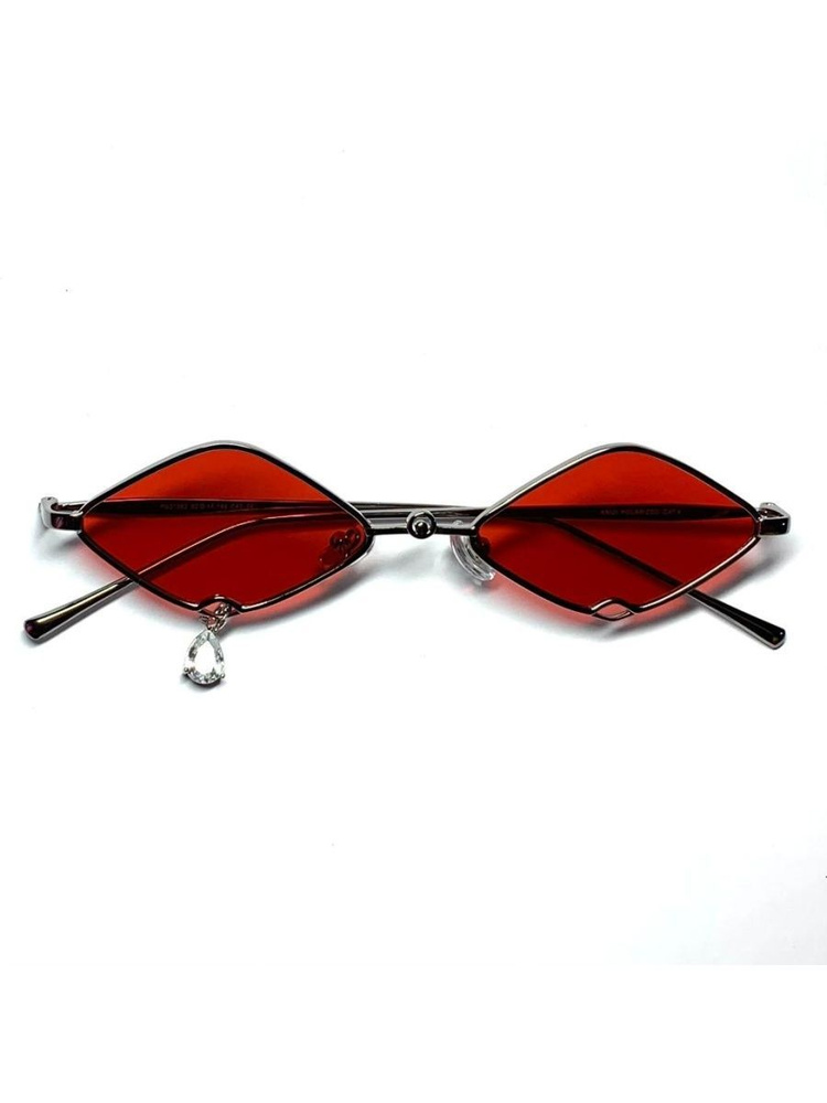 Солнцезащитные очки ромбы с подвеской каплей /с поляризацией, красные  #1