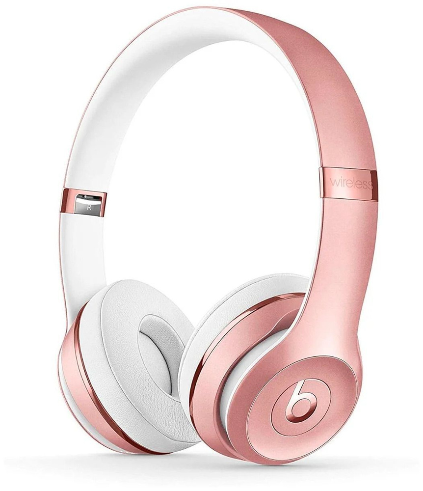 Beats Наушники беспроводные с микрофоном Beats Solo3 Wireless, 3.5 мм, microUSB, белый, розовый  #1