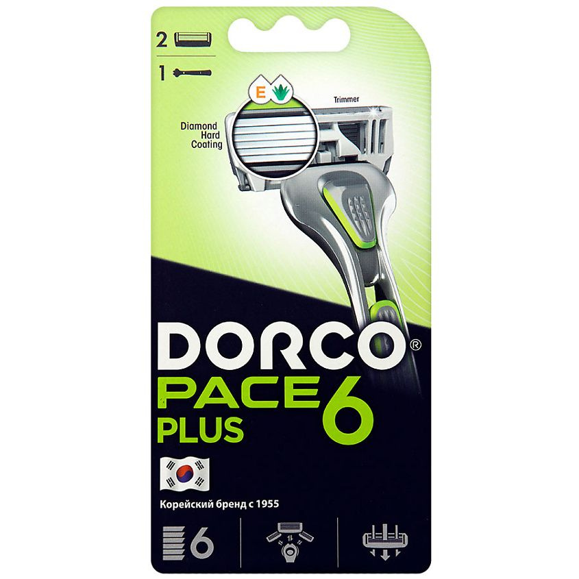 DORCO Станок для бритья мужcкой Pace 6 Plus (1шт)+2 кассеты (6 лезвий+1 лезвие-триммер)  #1