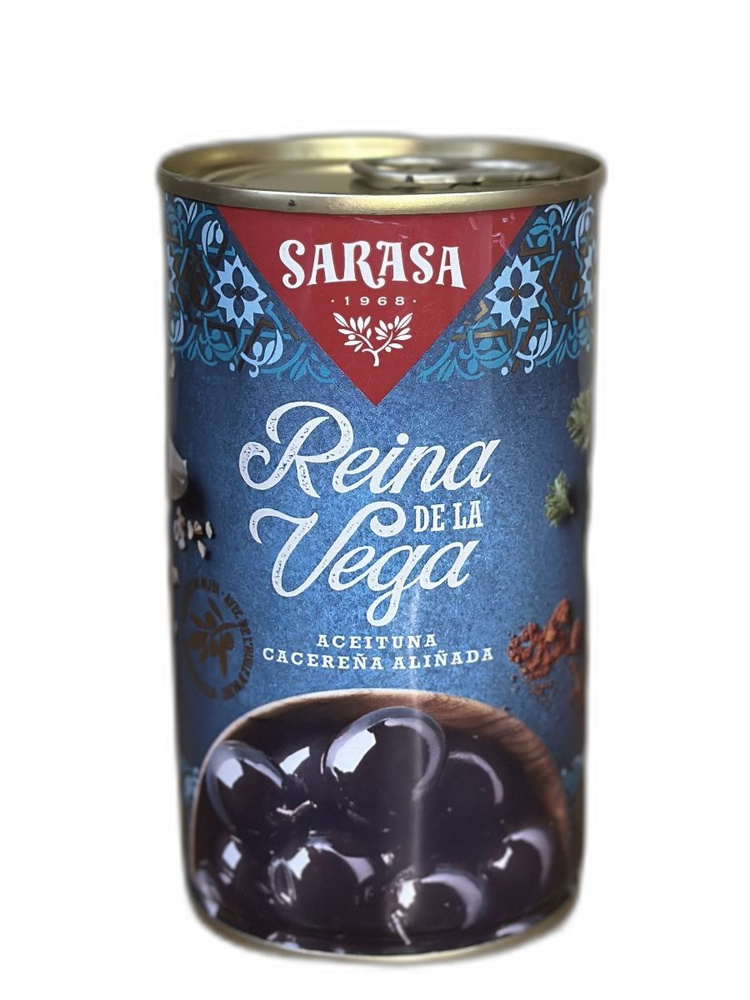 Оливки SARASA темные с косточкой REINA DE LA VEGA с маслом, травами и специями 350 гр  #1