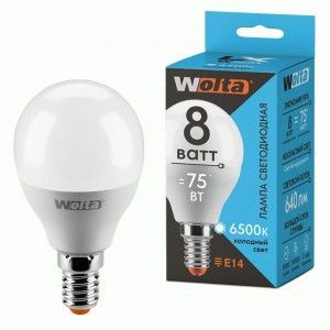 Светодиодная LED лампа Wolta LX лампа шар G45 E14 8W(640llm) 6500К 6K 92x48x48 30W45GL8E14 (упаковка #1