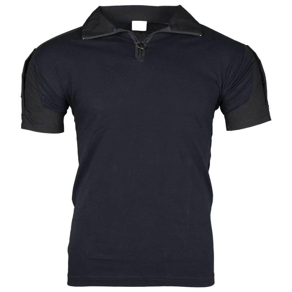 Футболка (тактическая рубашка) черная с карманом на коротком рукаве в ткани Рип Стоп (Rip Stop).  #1