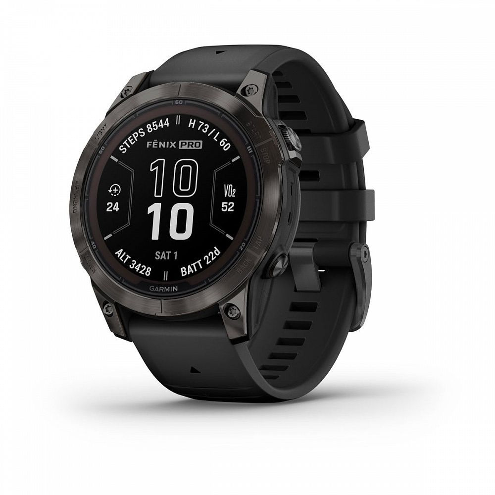 Смарт-часы Garmin Fenix 7s Pro Sapphire Solar титановый угольно-серый DLC с силиконовым ремешком, 010-02776-11 #1