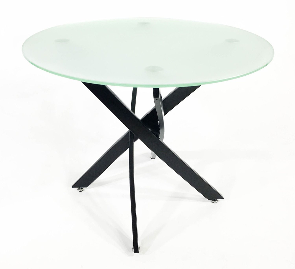 Стеклянный стол Рим-18 матовый/чёрный D95 #1