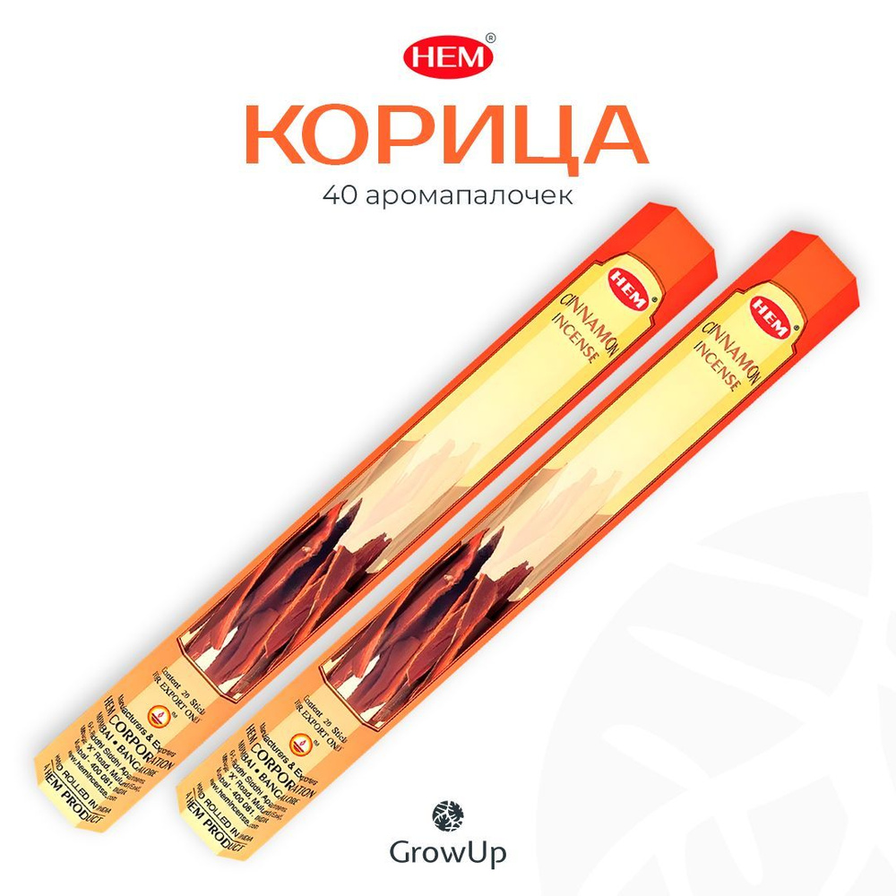 HEM Корица - 2 упаковки по 20 шт - ароматические благовония, палочки, Cinnamon - Hexa ХЕМ  #1