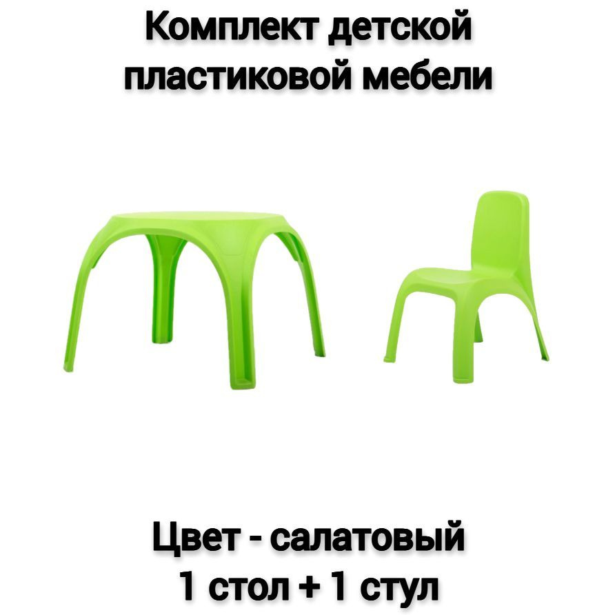 Комплект детской мебели, 1 стол + 1 стул, цвет - салатовый #1